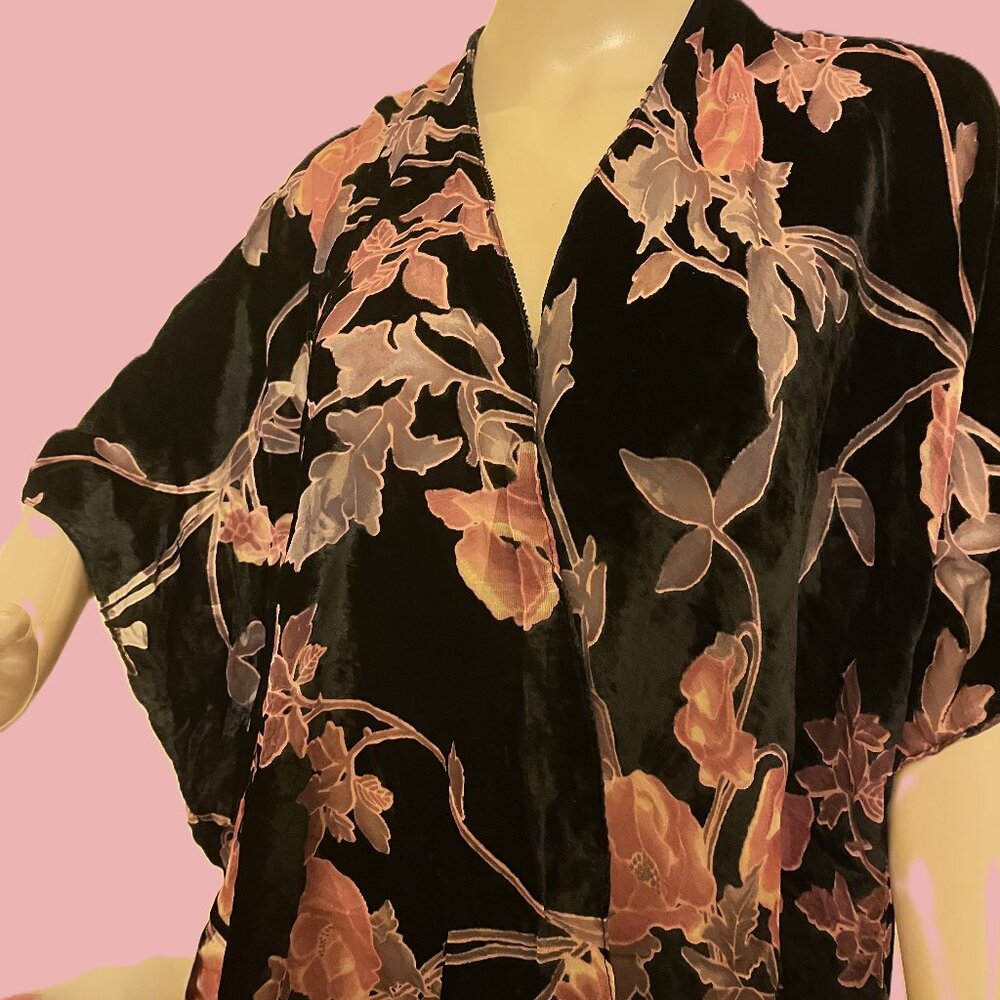 Black Velvet Floral Burnout Jacket/Shawl